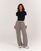 TERRY WIDE LEG PANT - DOVE