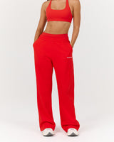 TERRY WIDE LEG SWEATPANT - FIERY RED