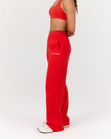 TERRY WIDE LEG SWEATPANT - FIERY RED