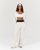 TERRY WIDE LEG SWEATPANT - SNOW GREY