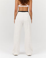 TERRY WIDE LEG SWEATPANT - SNOW GREY
