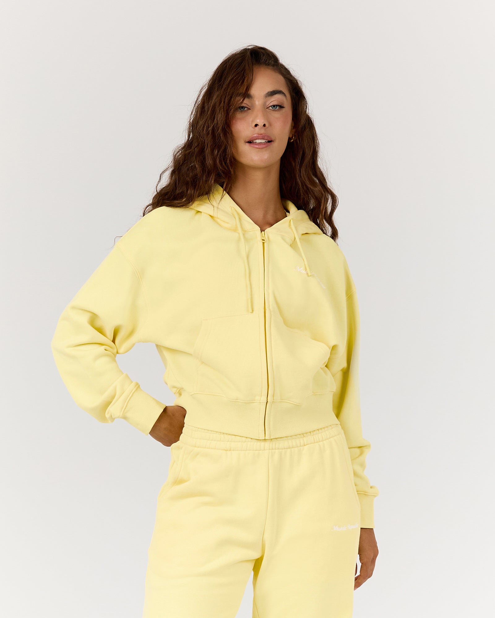 トップス ATTACHMENT CO STRECH TERRYZIP UP HOODIE TERRY ZIP UP CROPPED HOODIE - DOUBLE BUTTER – MUSCLE REPUBLIC