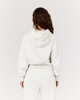 TERRY ZIP UP CROPPED HOODIE - SNOW GREY