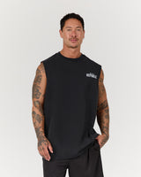 MEN'S OVERSIZED TANK - FADED BLACK BLOCKPRINT