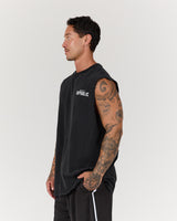 MEN'S OVERSIZED TANK - FADED BLACK BLOCKPRINT