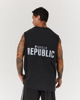 MEN'S OVERSIZED TANK - FADED BLACK BLOCKPRINT