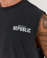 MEN'S OVERSIZED TANK - FADED BLACK BLOCKPRINT