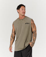 MEN'S OVERSIZED TANK - FADED OLIVE BLOCKPRINT