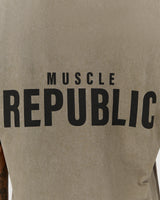 MEN'S OVERSIZED TANK - FADED OLIVE BLOCKPRINT