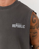 MEN'S OVERSIZED TANK - FADED ONYX BLOCKPRINT