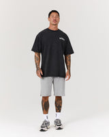 MEN'S OVERSIZED TEE - FADED BLACK BLOCKPRINT