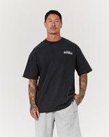 MEN'S OVERSIZED TEE - FADED BLACK BLOCKPRINT