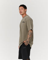 MEN'S OVERSIZED TEE - FADED OLIVE BLOCKPRINT