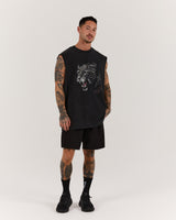 TIMELESS LEOPARD TANK - FADED BLACK