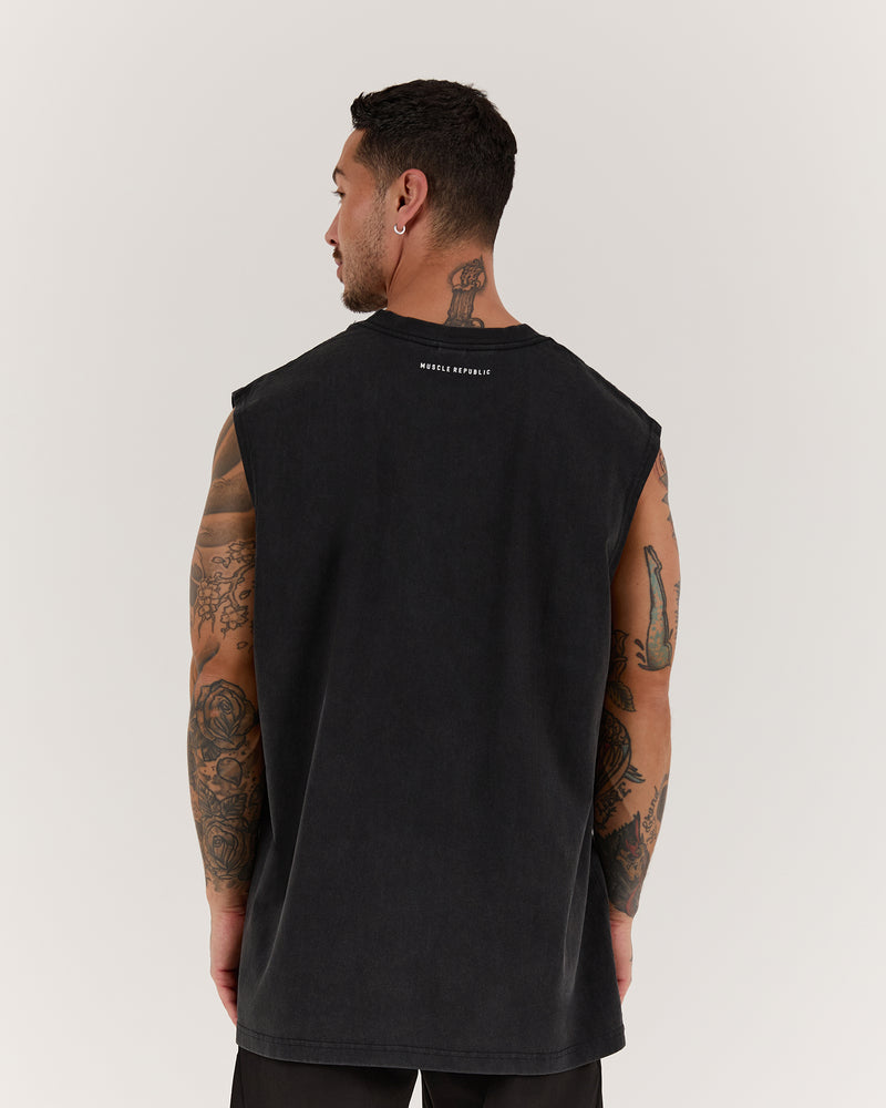 TIMELESS LEOPARD TANK - FADED BLACK