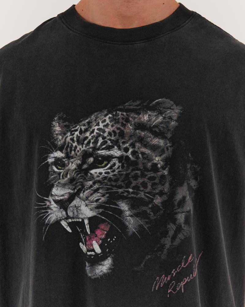 TIMELESS LEOPARD TANK - FADED BLACK