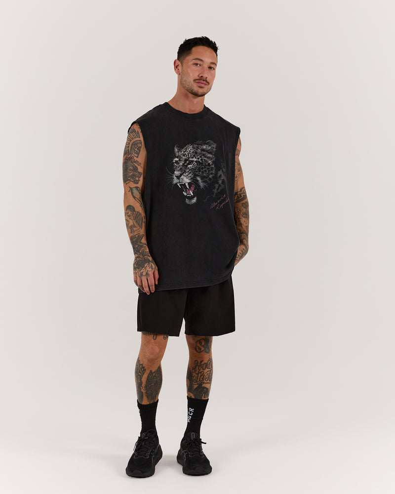 TIMELESS LEOPARD TANK - FADED BLACK