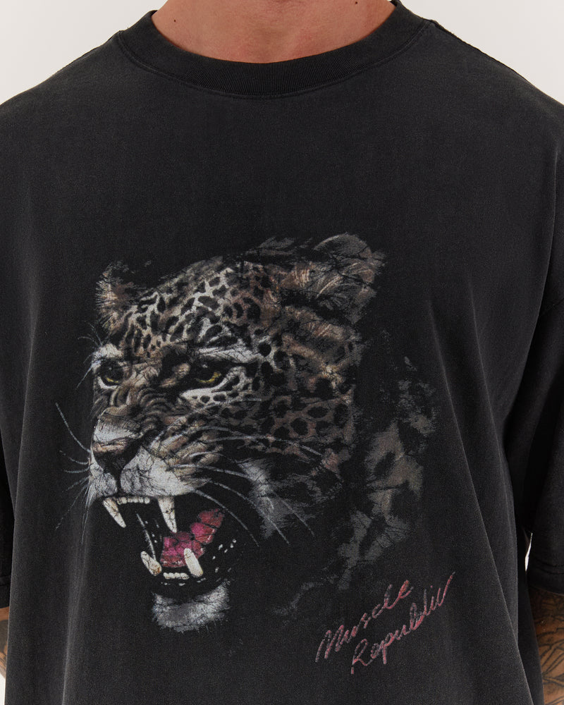 TIMELESS LEOPARD TEE - FADED BLACK