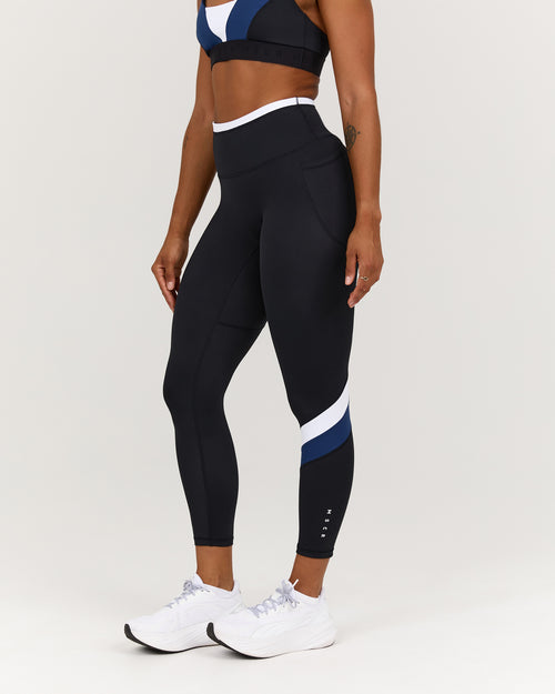 TRAINING RANGE ELEVATE II POCKET 7/8 LEGGINGS - BLACK GRIT NAVY