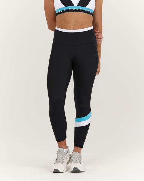 TRAINING RANGE ELEVATE II POCKET 7/8 LEGGINGS - BLACK HYPER BLUE
