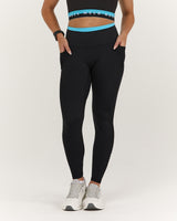 TRAINING RANGE ELEVATE II POCKET FULL LENGTH LEGGINGS - BLACK HYPER BLUE