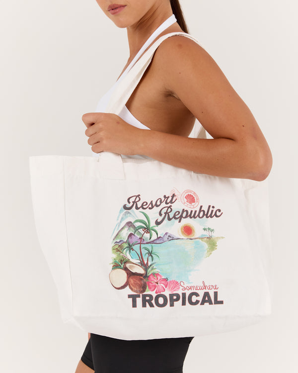TROPICAL TOTE BAG - NATURAL