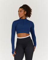 TRAINING RANGE SAMMY CROPPED ZIP UP JACKET - GRIT NAVY