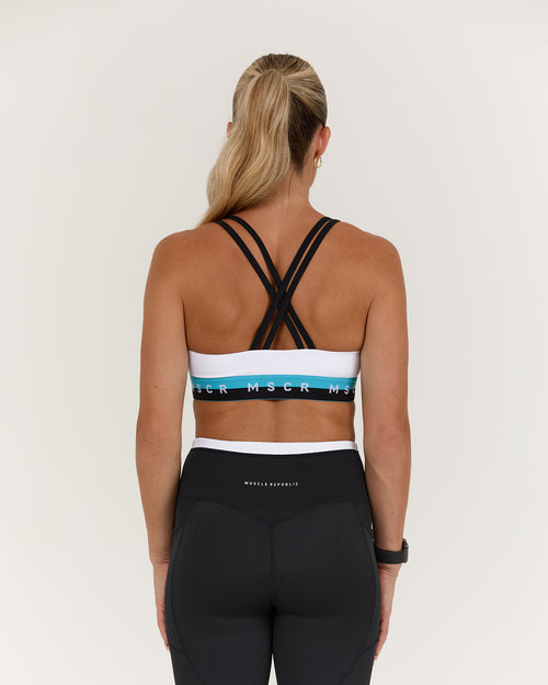 TRAINING RANGE SYNERGY BRA - WHITE HYPER BLUE