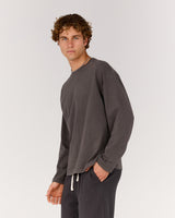 MEN'S BOXY LONG SLEEVE TEE - FADED ONYX