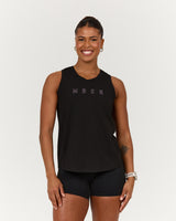 VELORA LONGLINE SINGLET - BLACK