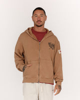 MENS FLEECE BOXY ZIP UP HOODIE - FADED SAHARA VENTURE