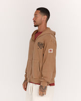 MENS FLEECE BOXY ZIP UP HOODIE - FADED SAHARA VENTURE