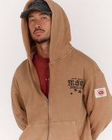 MENS FLEECE BOXY ZIP UP HOODIE - FADED SAHARA VENTURE