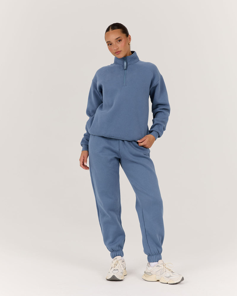 QUARTER ZIP JUMPER - VINTAGE BLUE