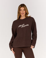 WAFFLE OVERSIZED LONG SLEEVE TEE - FONDANT