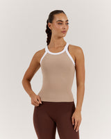 AGILITY RIBBED TANK TOP - ALMOND