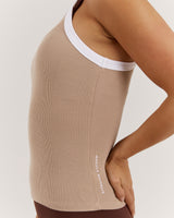 AGILITY RIBBED TANK TOP - ALMOND