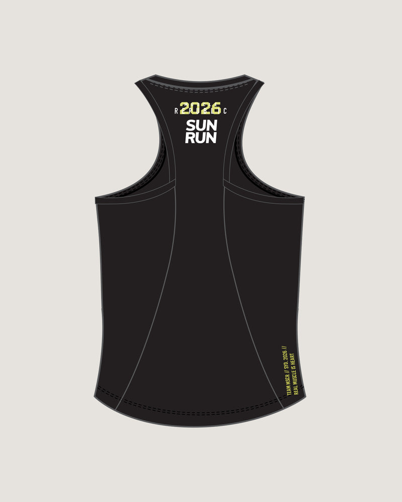 WOMENS SUN RUN RACE DAY SINGLET - BLACK