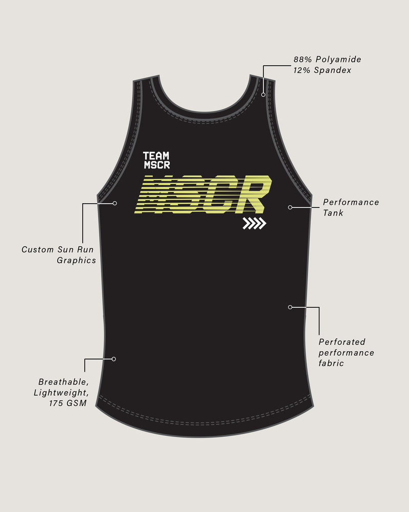 WOMENS SUN RUN RACE DAY SINGLET - BLACK