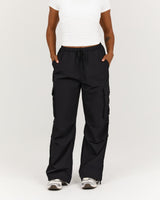 WOVEN UTILITY PANT - BLACK