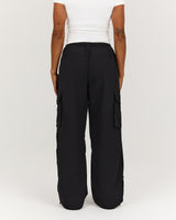 WOVEN UTILITY PANT - BLACK