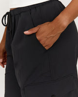 WOVEN UTILITY PANT - BLACK