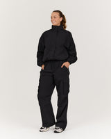 WOVEN UTILITY TALL PANT - BLACK
