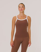 CONTROL RIBBED TANK TOP - TOFFEE