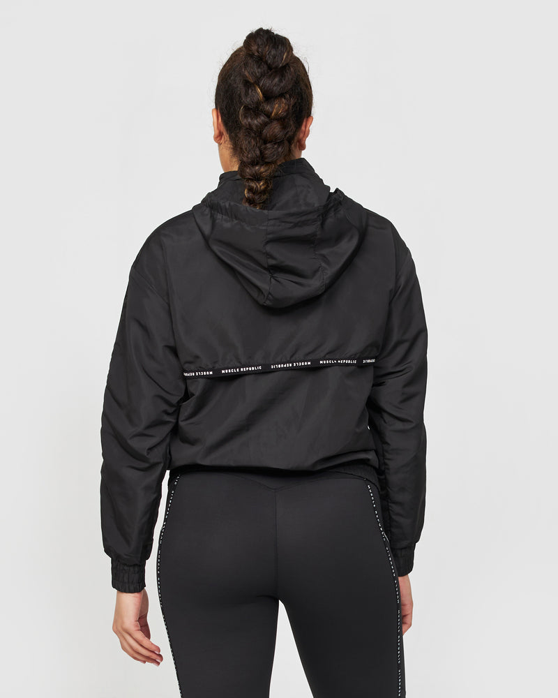SIDELINE 1/4 ZIP ANORAK - BLACK