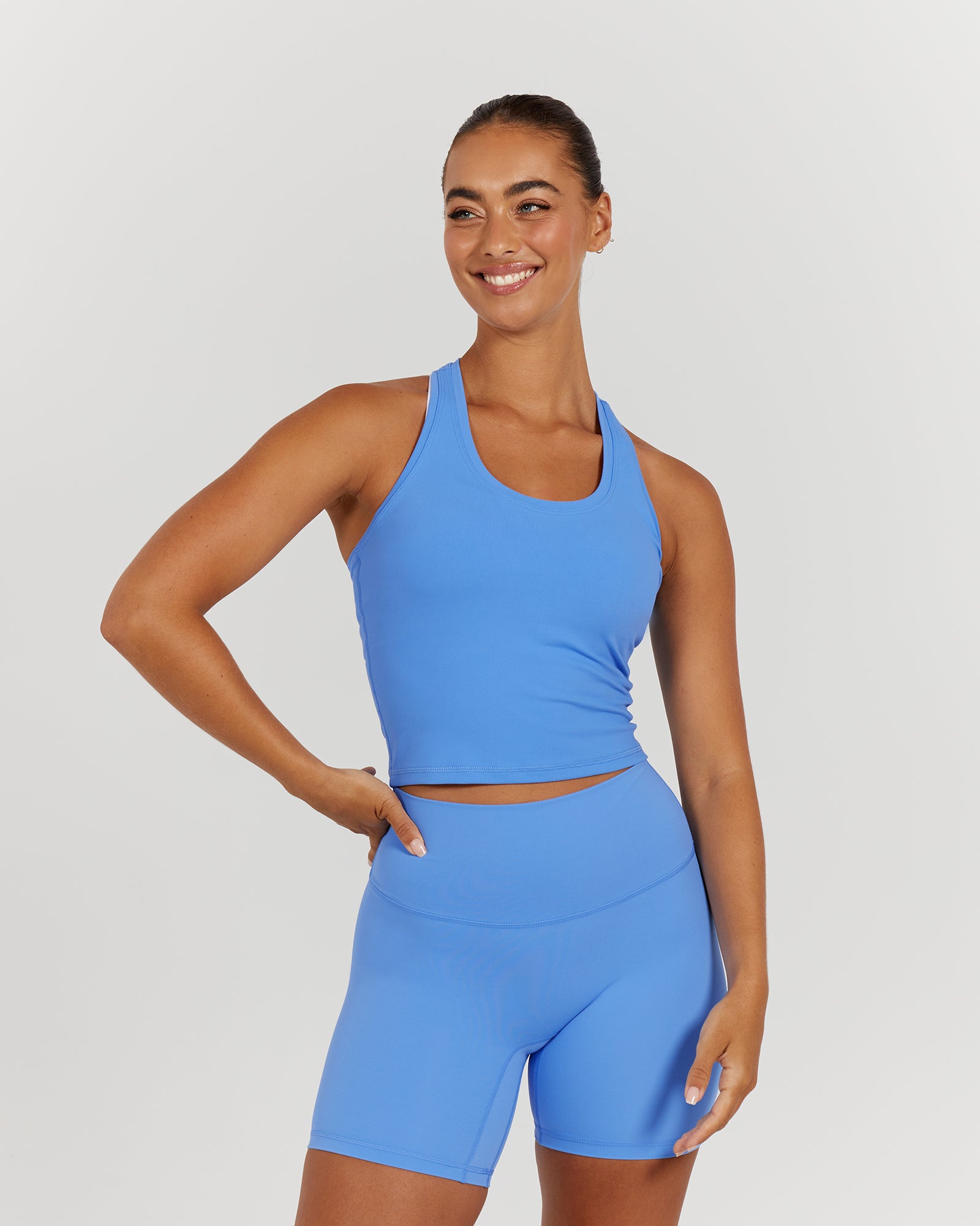 LUXE MIDRIFF TANK - AERIAL BLUE – MUSCLE REPUBLIC