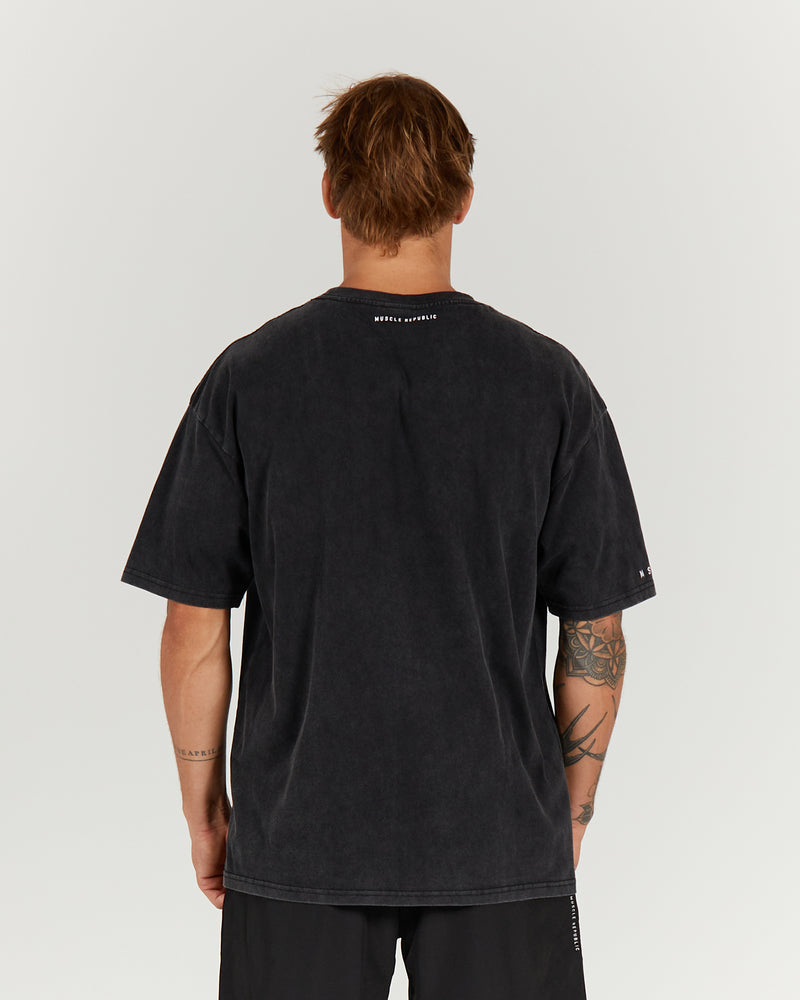MEN'S OVERSIZED TEE - WASHED BLACK – MUSCLE REPUBLIC