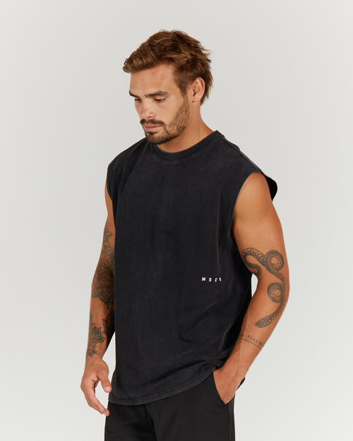 MEN'S OVERSIZED TANK - WASHED BLACK