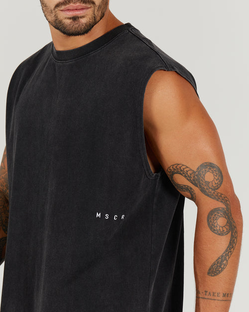 MEN'S OVERSIZED TANK - WASHED BLACK