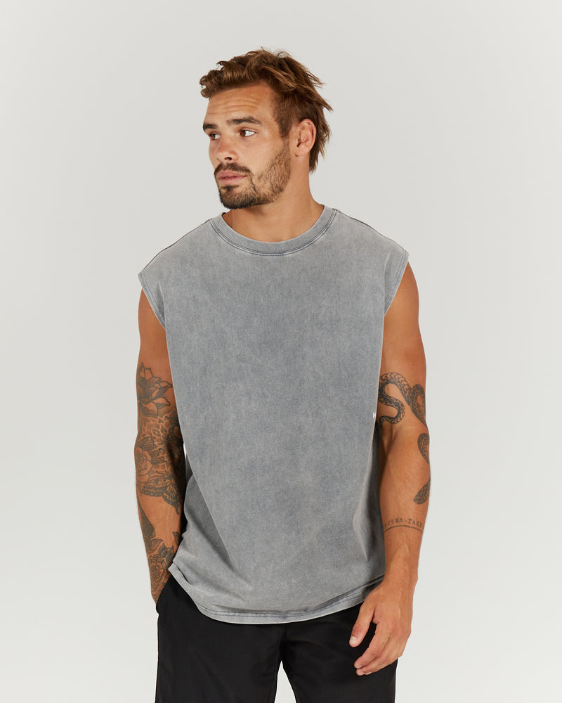 ADPT oversized tank top in washed gray